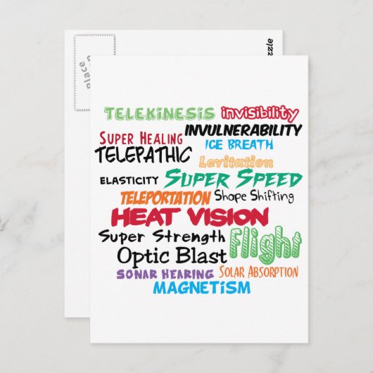 Super-Held Super-Power Postkarte (Vorne/Hinten)