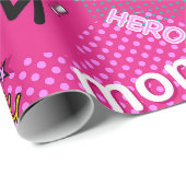 Super-Heldin-Mutter-Comic Geschenkpapier (Rolleneckpunkt)