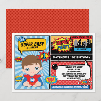 Super Hero 1. Geburtstag Superhero Comic Party Einladung