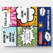 Super Hero Adoption Party Begrüßungszeichen Fotoplatte (Vorderseite)