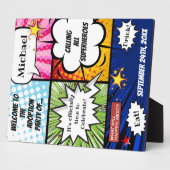 Super Hero Adoption Party Begrüßungszeichen Fotoplatte (Seite)