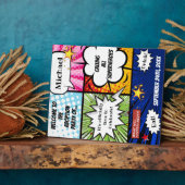 Super Hero Adoption Party Begrüßungszeichen Fotoplatte (Seite)