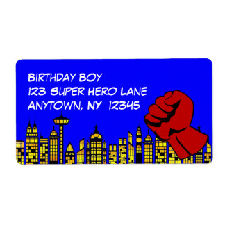 Super Hero Birthday Party Große Labels