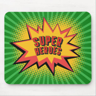 SUPER HERO BOOM, GRÜNER HINTERGRUND MOUSEPAD