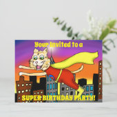 Super Hero Cat Party Einladung (Stehend Vorderseite)