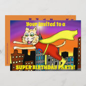 Super Hero Cat Party Einladung (Vorne/Hinten)