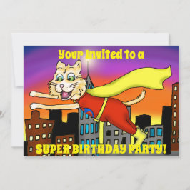 Super Hero Cat Party Einladung