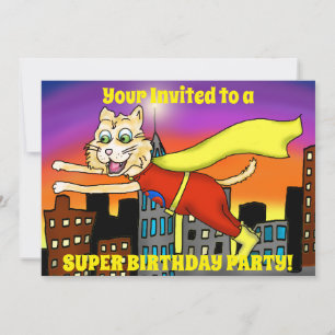 Super Hero Cat Party Einladung