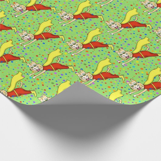 Super Hero Cat Wrapping Paper Geschenkpapier (Ecke)