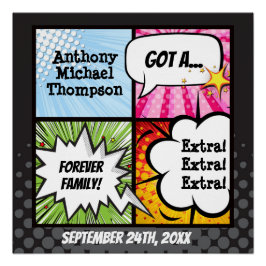 Super Hero Comic Book Adoption, Familiengeschenk Poster