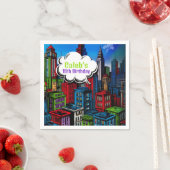Super Hero Comic Book City Geburtstagsparty Serviette (Beispiel)