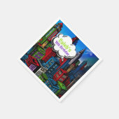 Super Hero Comic Book City Geburtstagsparty Serviette (Ecke)