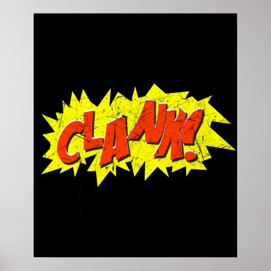 Super Hero Comic Book Onomatopoeia Clank Poster (Vorne)