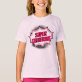Super Hero Comic Book Style Girly Pink T-Shirt (Vorderseite)