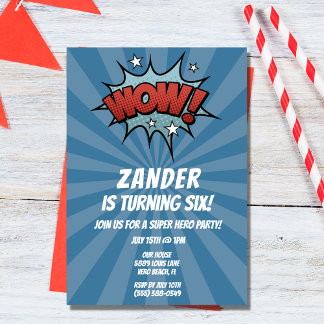 Super Hero Comic Boy Geburtstagsparty Einladung