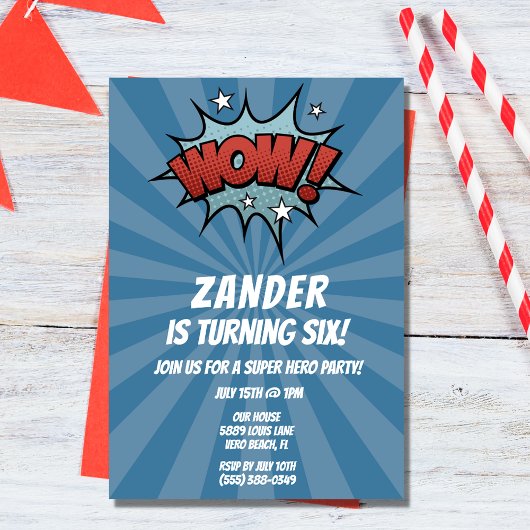 Super Hero Comic Boy Geburtstagsparty Einladung