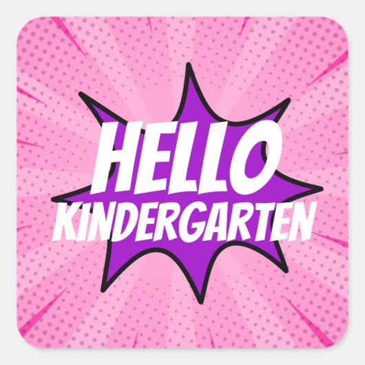 Super Hero Comic erster Schultag Quadratischer Aufkleber (Vorderseite)