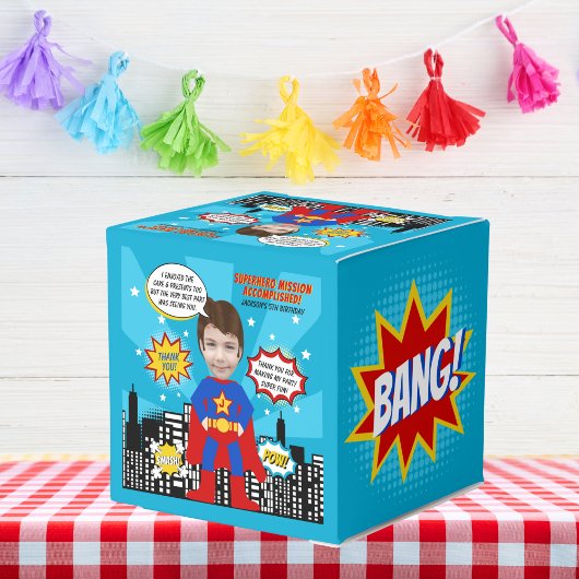 Super Hero Comic Style Boy Birthday Foto Geschenkschachtel