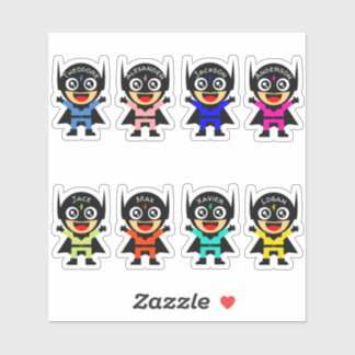 Super Hero Custom Multiple Name Stickers Aufkleber