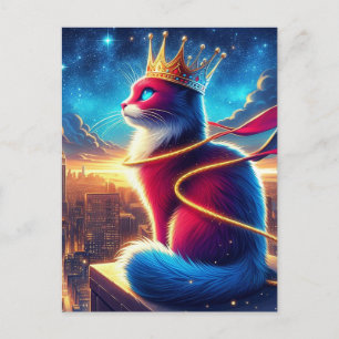 Super Hero Katze in der Nacht Postkarte