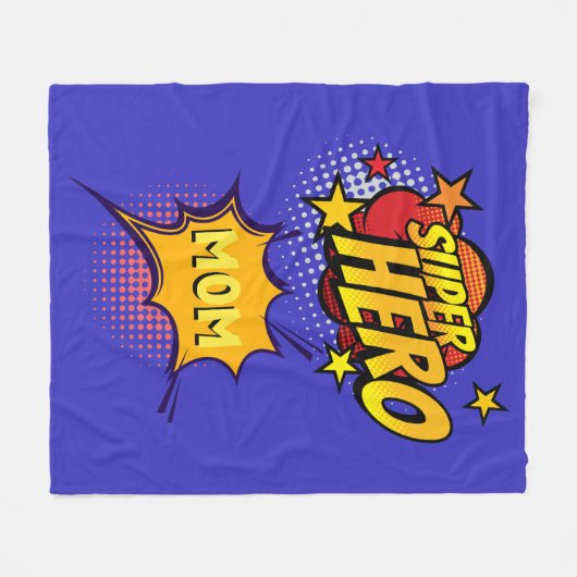 Super Hero Mama Comic Book Style Fleecedecke (Vorderseite (Horizontal))