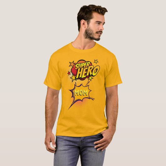 Super Hero Mama Comic Book Style T-Shirt (Vorne ganz)