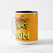 Super Hero Mama Comic Book Style Zweifarbige Tasse (Vorderseite Links)