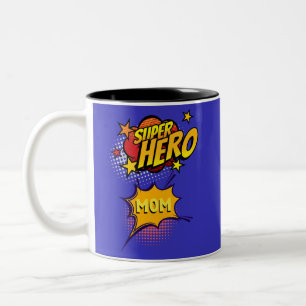 Super Hero Mama Comic Book Style Zweifarbige Tasse