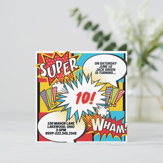 Super Hero Party Einladung (Stehend Vorderseite)