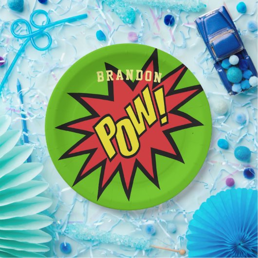 Super Hero Pow Personalisiert Pappteller (Party)