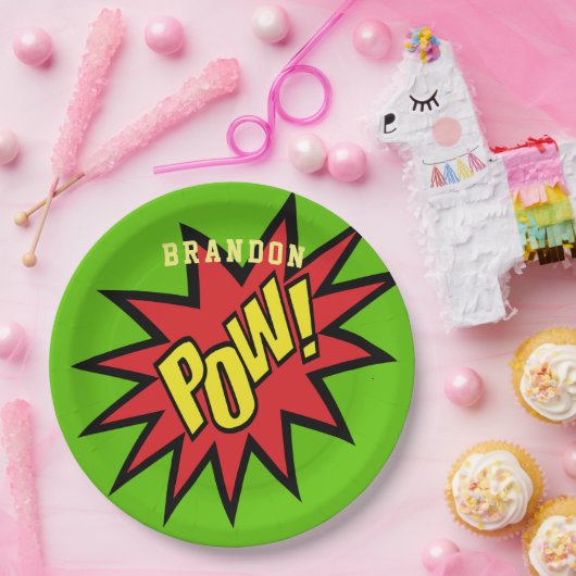 Super Hero Pow Personalisiert Pappteller (Party)