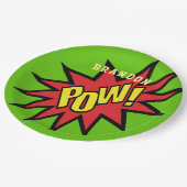 Super Hero Pow Personalisiert Pappteller (Schrägansicht)