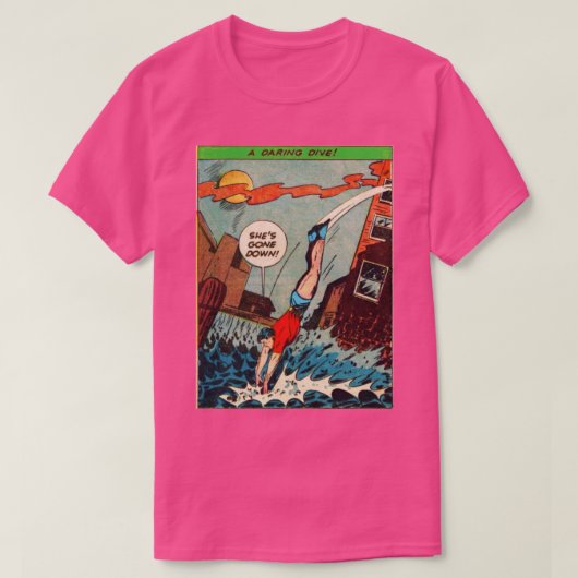 Super Hero Rescue Action Old Comic Ästhetik T-Shirt (Design vorne)