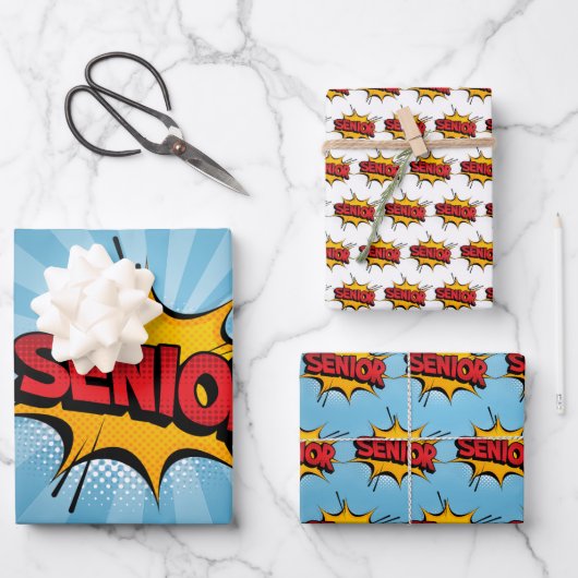 Super Hero Senior Geschenkpapier Set (Vorderseite)