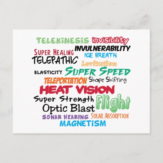 Super hero super powers postkarte (Vorderseite)