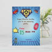 super hero theme einladung (Stehend Vorderseite)