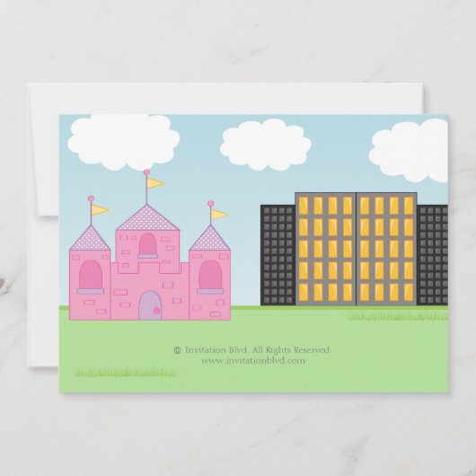 Super Hero und Princess Twins Joint Birthday Party Einladung (Rückseite)