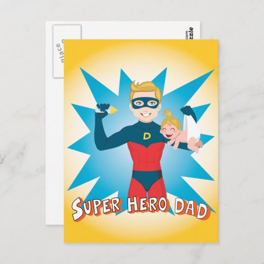 Super Hero Vater Postkarte (Vorne/Hinten)