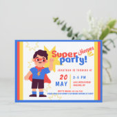 Super Heroes Birthday Party Einladung (Stehend Vorderseite)