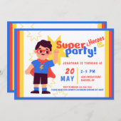 Super Heroes Birthday Party Einladung (Vorne/Hinten)