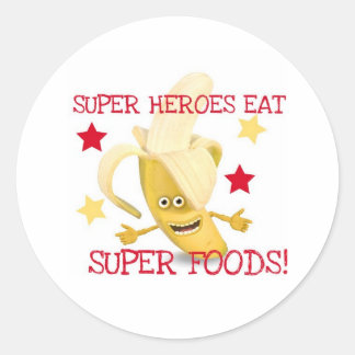 Super Heroes EAT Super Foods Runder Aufkleber