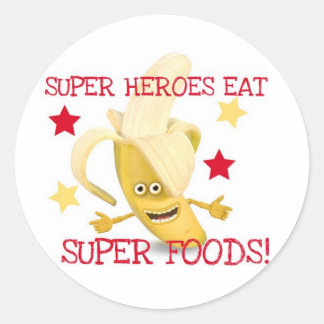 Super Heroes EAT Super Foods Runder Aufkleber