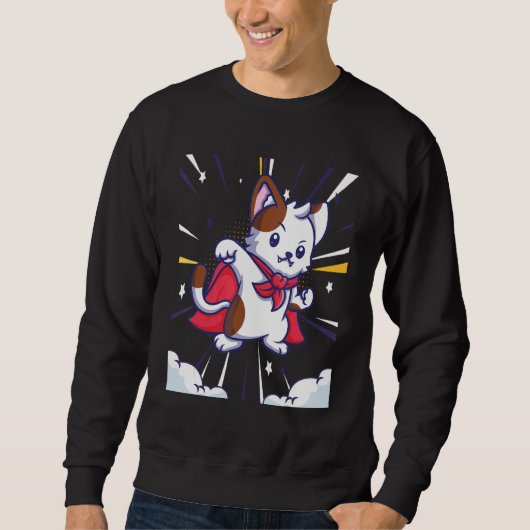 Super Heroes Katze in Cape Sweatshirt (Vorderseite)