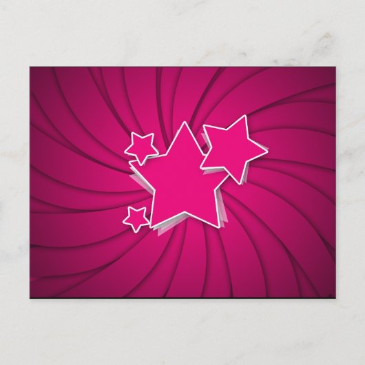 Super Hot Pink Stars und Swirke Hintergrund Postkarte (Vorderseite)