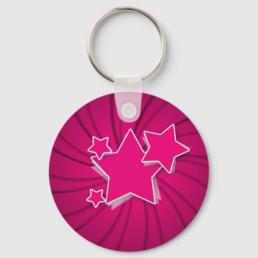 Super Hot Pink Stars und Swirke Hintergrund Schlüsselanhänger (Vorderseite)