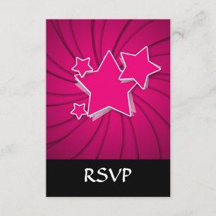 Super Hot Pink Stars und Swirl Hintergrund RSVP Karte
