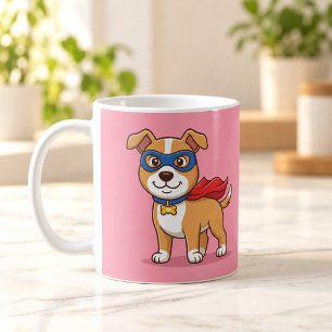 Super-Hund-Held Süße Cartoon-Rosa-Tasse Kaffeetasse