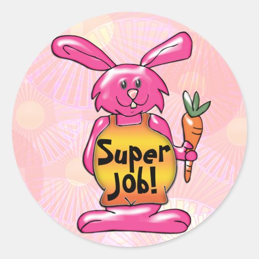 Super Job! Hot Pink Bunny Round Reward Runder Aufkleber (Vorderseite)