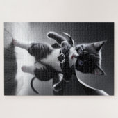 Super-Kätzchen-Power in Schwarzweiß Puzzle (Horizontal)