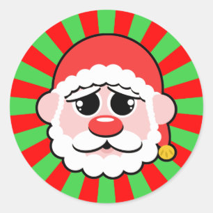 Super Kawaii Santa Runder Aufkleber